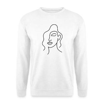 Woman Face One Line Art – Minimalist Motif - Unisex Sweatshirt - white - Front