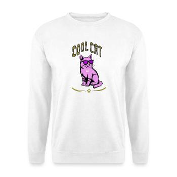 Pink Katze Sonnenbrille Stil - Unisex Pullover - Weiß - Vorne
