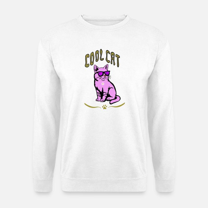 Pink Katze Sonnenbrille Stil - Unisex Pullover - Weiß