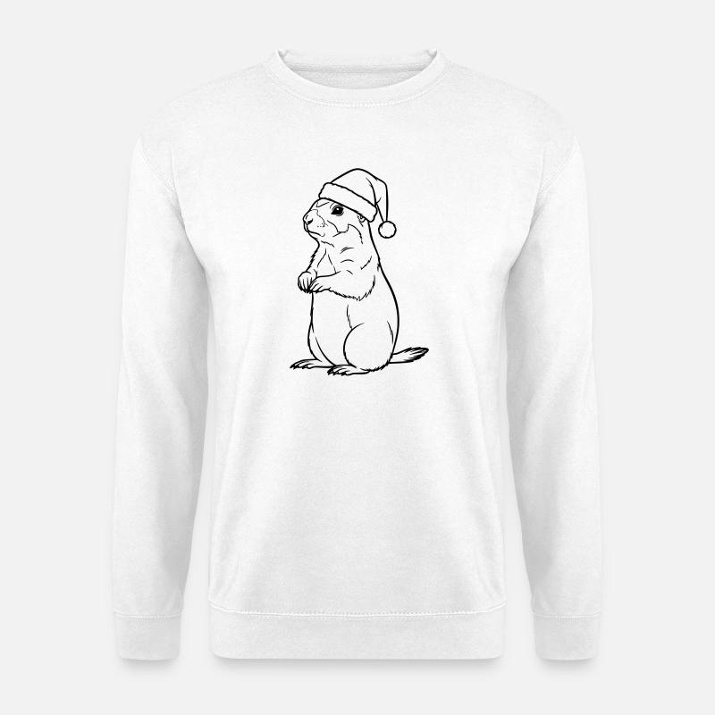 Christmas Meerkat with Hat – Cute Design - Unisex Sweatshirt - white