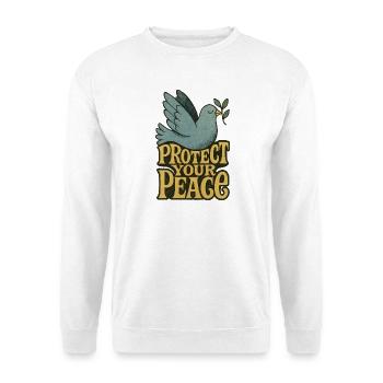 Schützen Sie Ihren Friedenstaube Retro-Druck - Unisex Pullover - Weiß - Vorne