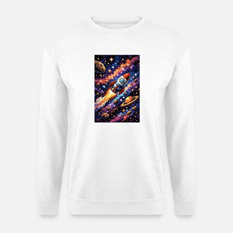 Rocket flight through cosmos - Unisex Sweatshirt - white