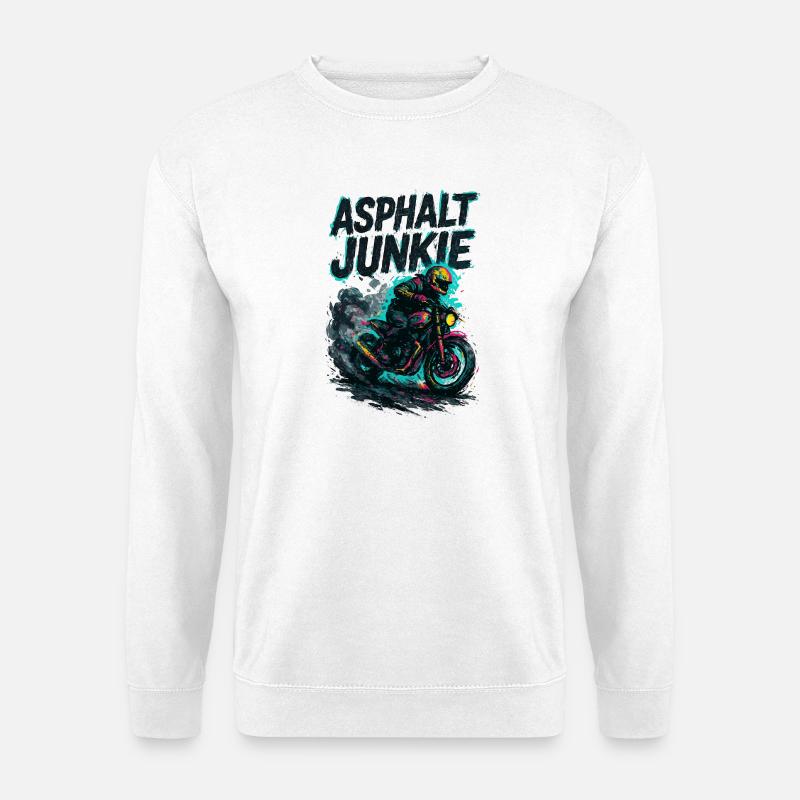 Asphalt Junkie – Motorrad - Unisex Pullover - Weiß