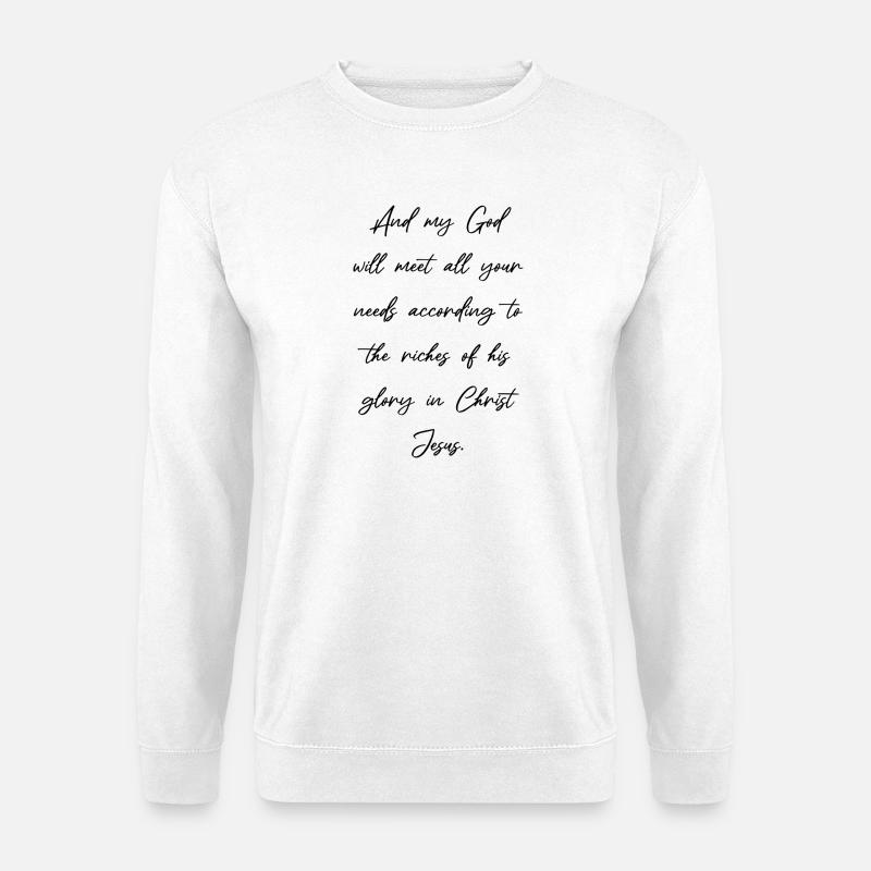 Philippians 4:19 Bible Verses Proverbs Christian - Unisex Sweatshirt - white