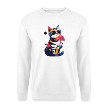Cat with Sunglasses Cool Cats Pop Art Motif - Unisex Sweatshirt - white - Front