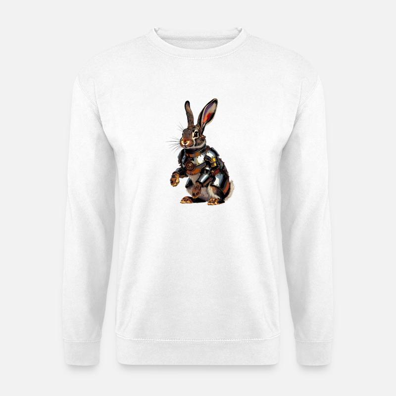 Gepanzerter Kaninchen-Steampunk-Held - Unisex Pullover - Weiß