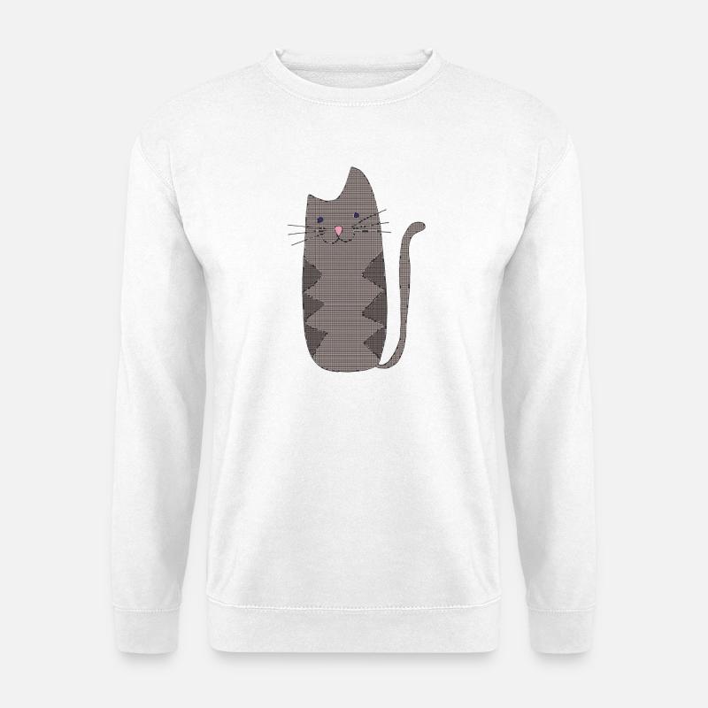 Zickzackkatze Grau Geometrisch - Unisex Pullover - Weiß