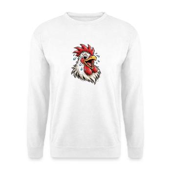 Rooster Doodle Laughing Chicken Cartoon Motif - Unisex Sweatshirt - white - Front