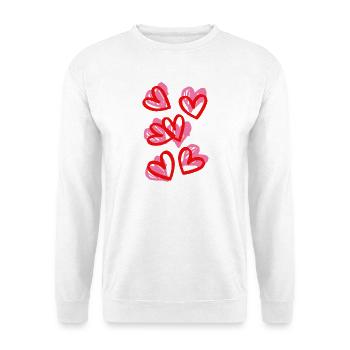 Herzen im Skizzenstil - Unisex Pullover - Weiß - Vorne - Alina (178cm) & Michal (187cm)