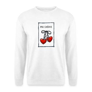 Ma Chérie – Süße Herz Kirschen Illustration - Unisex Pullover - Weiß - Vorne