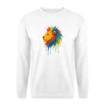 Farbenfroher Wildlöwe – Kunstfarben springen hervor - Unisex Pullover - Weiß - Vorne