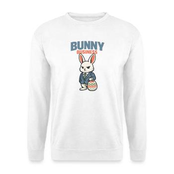 Süßer Osterhase mit buntem Ei und Schriftzug - Unisex Pullover - Weiß - Vorne