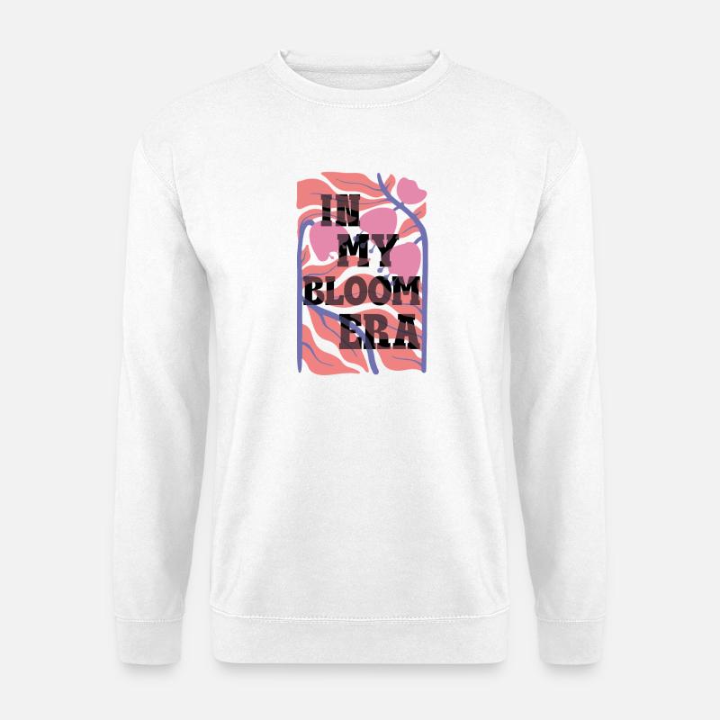 Bloom Nebula Florale Textkunst - Unisex Pullover - Weiß