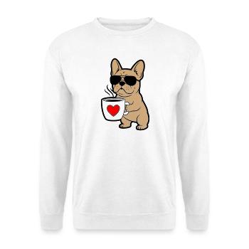 Frenchie Hund Kaffee Comic - Unisex Pullover - Weiß - Vorne