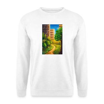 Green route between skyscrapers - Unisex Sweatshirt - white - Front