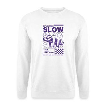 Slow Sloth Spirit Animal Design - Unisex Pullover - Weiß - Vorne