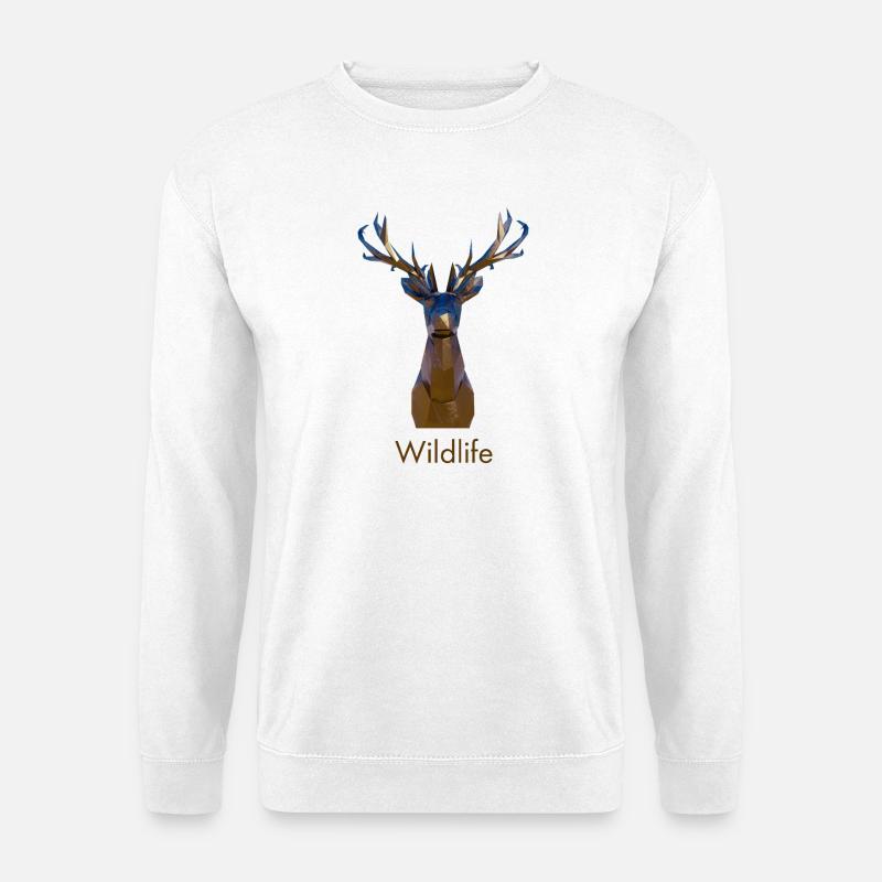 Geometrisches Reh Wildlife - Unisex Pullover - Weiß