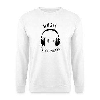 Music is my escape - Headphones & Soundwave - Unisex Sweatshirt - white - Front