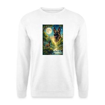 Hurlant à la Lune Mème Chien Belge Malinois - Sweat-shirt Unisexe - blanc - Devant