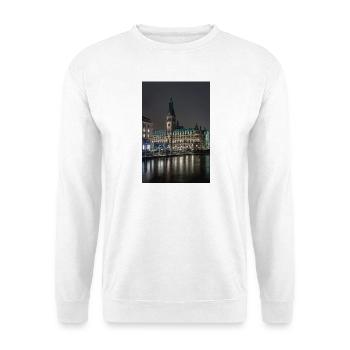 L’hôtel de ville de Hambourg illuminé la nuit - Sweat-shirt Unisexe - blanc - Devant