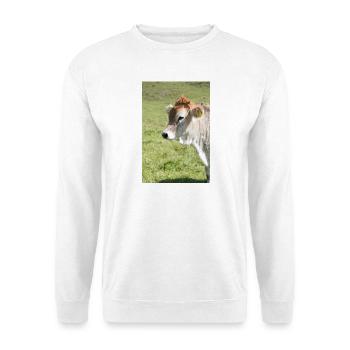 Vache dans un vert de pâturage ensoleillé - Sweat-shirt Unisexe - blanc - Devant