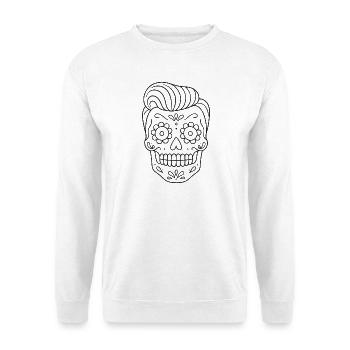 Mexikanischer Totenkopf_Kurzhaarfrisur ausmalen - Unisex Pullover - Weiß - Vorne