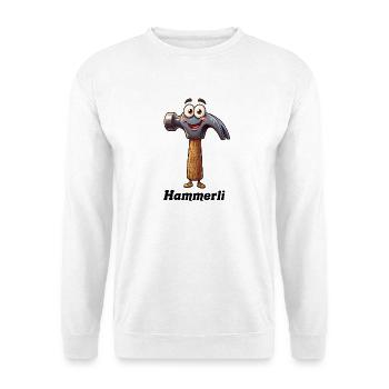 Lachender Hammer mit Holzgriff - Unisex Pullover - Weiß - Vorne