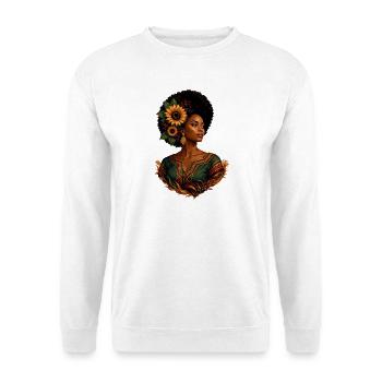 Couronne de tournesol afro - Sweat-shirt Unisexe - blanc - Devant