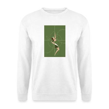 Geometrische Tennisspielerin – Tennis Kunst - Unisex Pullover - Weiß - Vorne - Alina (178cm) & Michal (187cm)