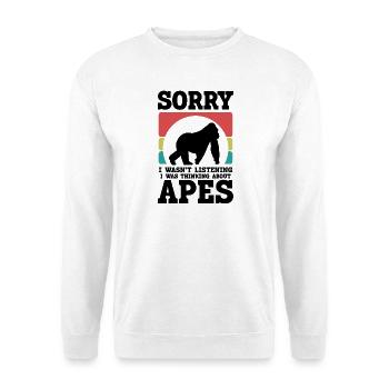 Affen Humor Retro-Style - Unisex Pullover - Weiß - Vorne - Alina (178cm) & Michal (187cm)