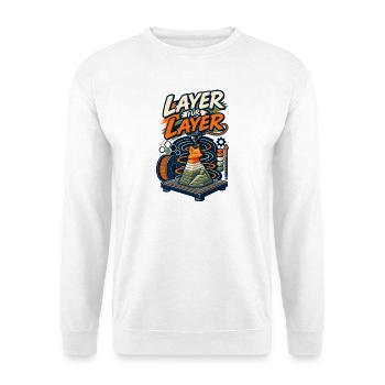 3D Drucker Layer für Layer - Unisex Pullover - Weiß - Vorne - Alina (178cm) & Michal (187cm)
