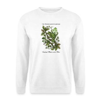 Dunkler Cottagecore-Frosch-Illustration – Wald-Guar - Unisex Pullover - Weiß - Vorne - Alina (178cm) & Michal (187cm)