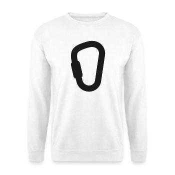 Ikone der Kletterkarabinerlinie - Unisex Pullover - Weiß - Vorne - Alina (178cm) & Michal (187cm)