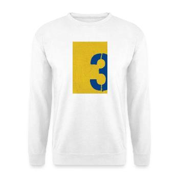 Number 3 – Abstrakte Street Art Wandkunst - Unisex Pullover - Weiß - Vorne - Alina (178cm) & Michal (187cm)