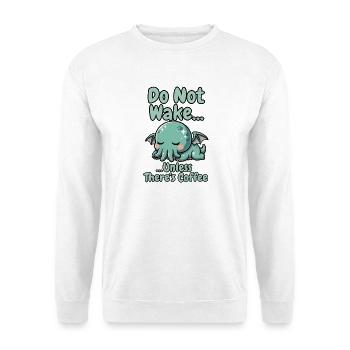 Wecke nicht Kaffeekreatur der Tiefe - Unisex Pullover - Weiß - Vorne - Alina (178cm) & Michal (187cm)