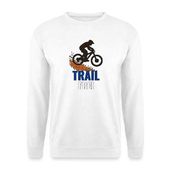 Trail frei – Mountainbike Silhouette Shirt - Unisex Pullover - Weiß - Vorne - Alina (178cm) & Michal (187cm)