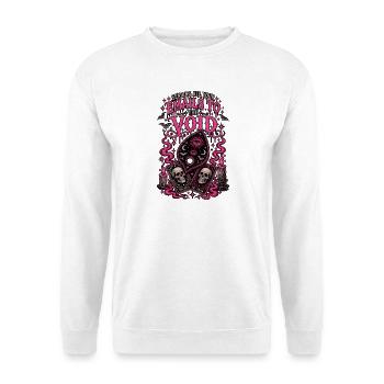 E-Mails an die Leere Tarot Neon Pink - Unisex Pullover - Weiß - Vorne - Alina (178cm) & Michal (187cm)