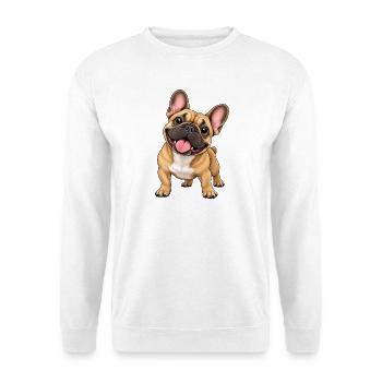 Kuschelbull: Herziger Bulldog-Charme - Unisex Pullover - Weiß - Vorne - Alina (178cm) & Michal (187cm)