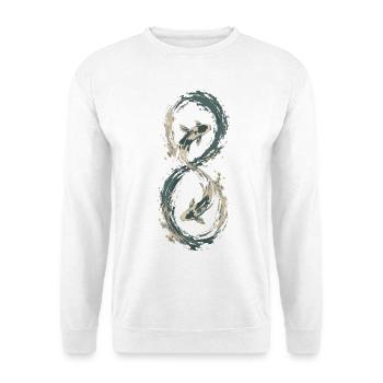 Koi-Unendlichkeitsfluss - Unisex Pullover - Weiß - Vorne - Alina (178cm) & Michal (187cm)