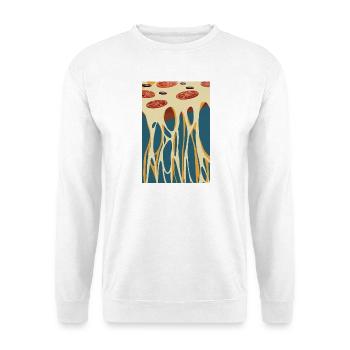Pizza  mit Tomaten und Oliven - Unisex Pullover - Weiß - Vorne - Alina (178cm) & Michal (187cm)