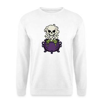 Hexenkessel Rauch Totenkopf Magic Gothic Shirt - Unisex Pullover - Weiß - Vorne - Alina (178cm) & Michal (187cm)