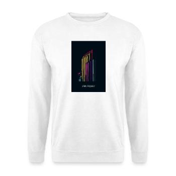 Urban Frequency – Moderne Skyline mit Schriftzug - Unisex Pullover - Weiß - Vorne - Alina (178cm) & Michal (187cm)