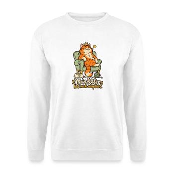 Mein Kater hat mich adoptiert - Unisex Pullover - Weiß - Vorne - Alina (178cm) & Michal (187cm)