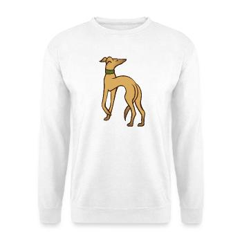Anmutige Windhund-Silhouette - Unisex Pullover - Weiß - Vorne - Alina (178cm) & Michal (187cm)