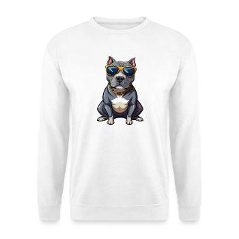 Hund mit Sonnenbrille - Unisex Pullover - Weiß - Vorne - Alina (178cm) & Michal (187cm)