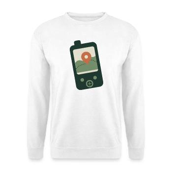 GPS-Empfänger - Unisex Pullover - Weiß - Vorne - Alina (178cm) & Michal (187cm)