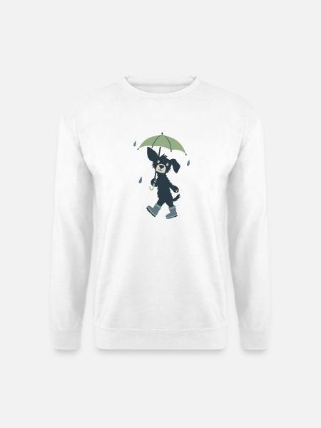 Süßer Hund mit Regenschirm - Unisex Pullover - Weiß