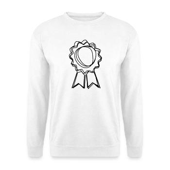 Rosette handgezeichnet - Unisex Pullover - Weiß - Vorne - Alina (178cm) & Michal (187cm)