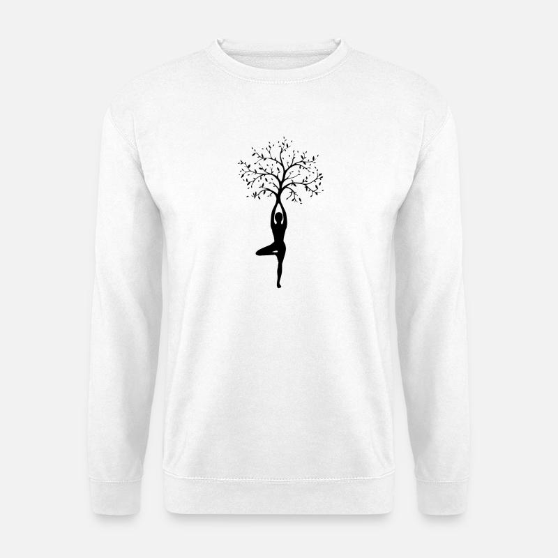 Baumpose Silhouette Yoga - Unisex Pullover - Weiß