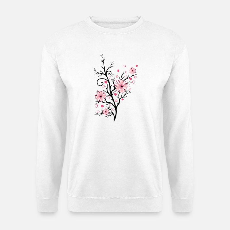Kirschbaum Kirschblüten mit Herzen Sakura Frühling - Unisex Pullover - Weiß